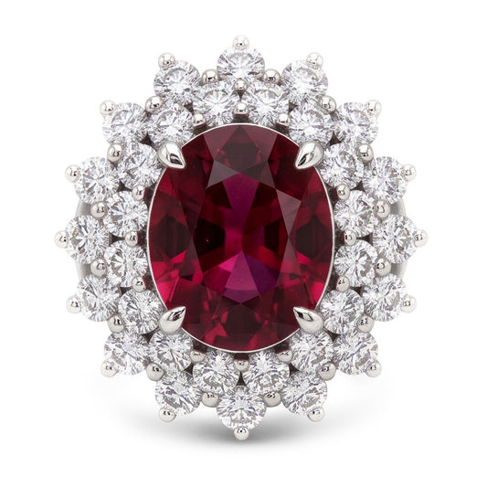 Red Tourmaline And Natural Earth Mined Diamonds 6.5 Ct Engagement Ring 14K Gold