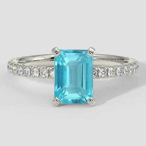 Ring Paraiba Tourmaline 1.50ct Emerald Style