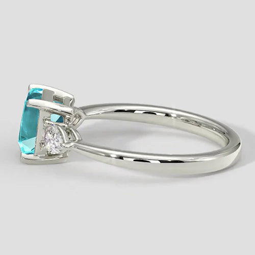 Ring Paraiba Tourmaline 2.10 Carats Assccher Cut