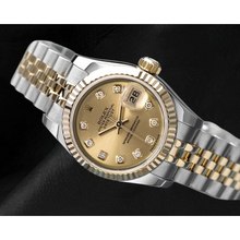 Rolex Datejust Champagne Diamond Dial Hidden Clasp Quick Set 26 mm Two Tone Watch