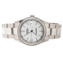 Rolex Diamond Bezel Ss  White Stick Dial Datejust Watch