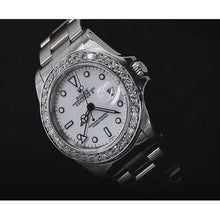 Rolex Gents Explorer Ii Watch White Dial Custom-Diamond Bezel Ss