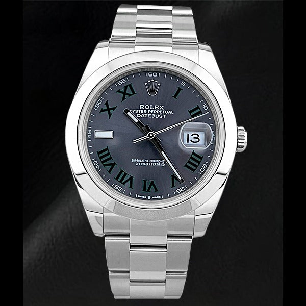 Rolex 126300 Datejust 41mm Grey Roman Luminous Dial Stainless Steel Wa