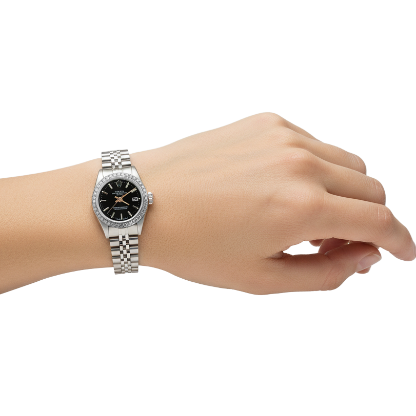 Rolex Date Watch Stainless Steel Jubilee Black Stick Dial Bezel P2