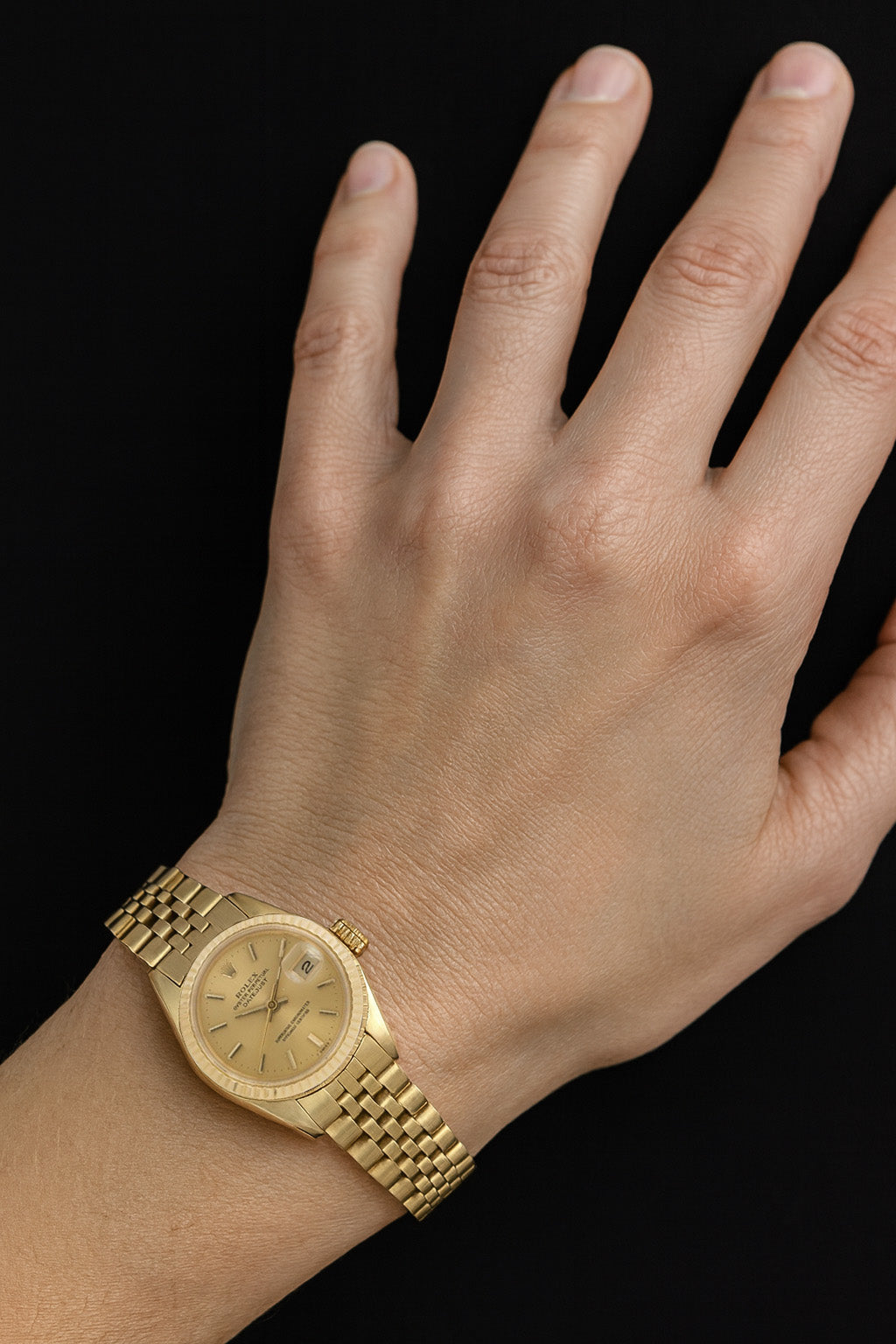 Rolex Datejust 26 mm Champagne Stick Dial Yellow Gold Ladies Watch P4
