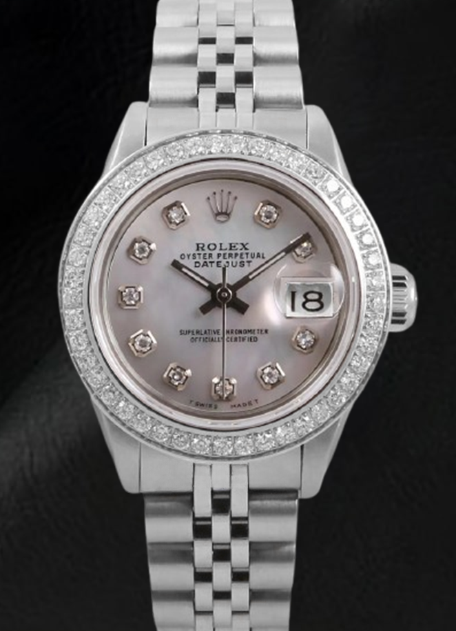 Rolex Datejust 26 mm White Mother Of Pearl Dial Diamond Bezel Stainles