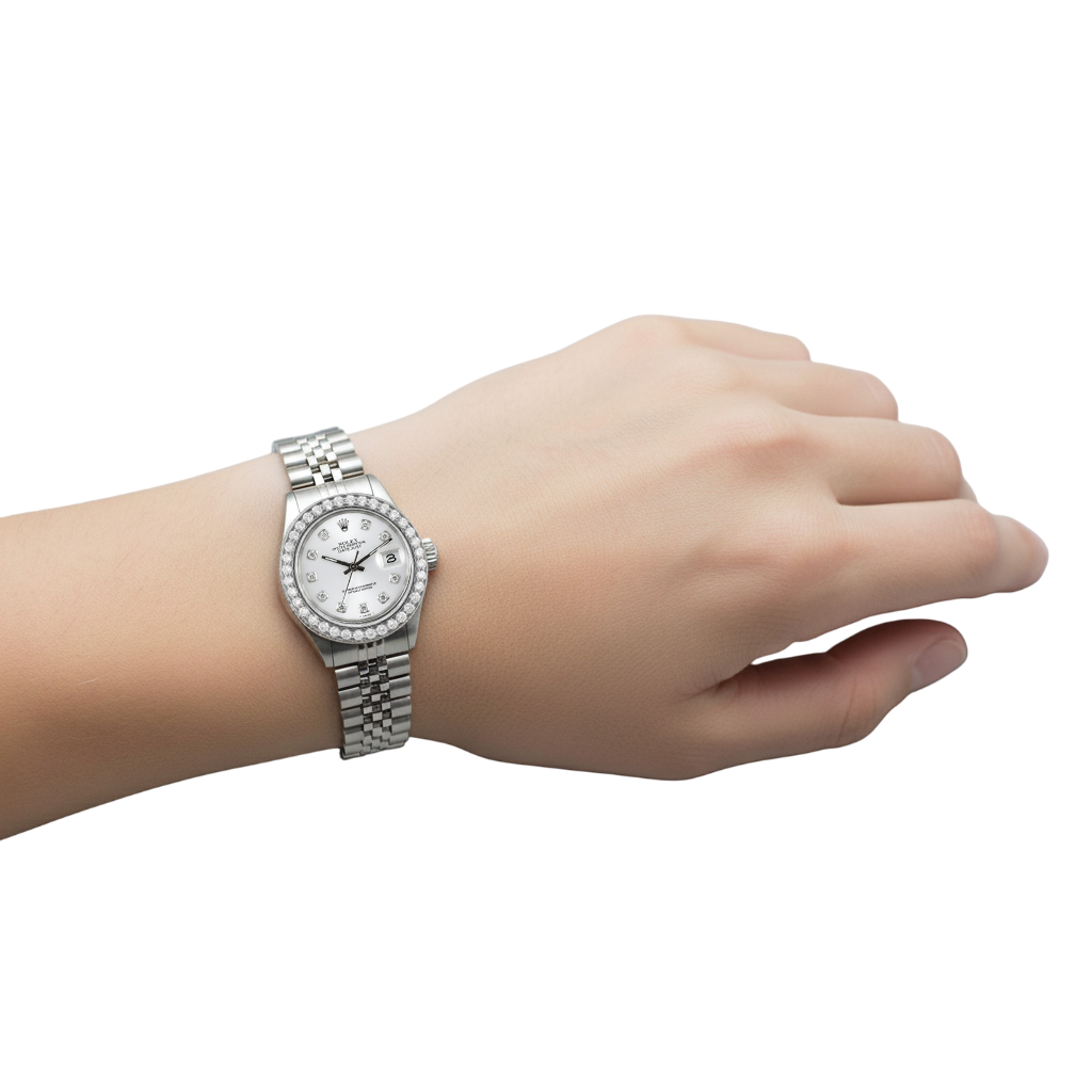 Rolex Datejust 31 mm White of Mother of Pearl Natural Earth Mined Diamond Dial Stainless Steel Watch P8