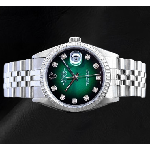 Rolex Datejust 36 mm Green Diamond Dial Stainless Steel Watch