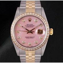 Rolex Datejust 36 mm Pink Mother Of Pearl Diamond Dial Two Tone Watch