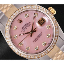 Rolex Datejust 36 mm Pink Mother Of Pearl Diamond Dial Two Tone Watch