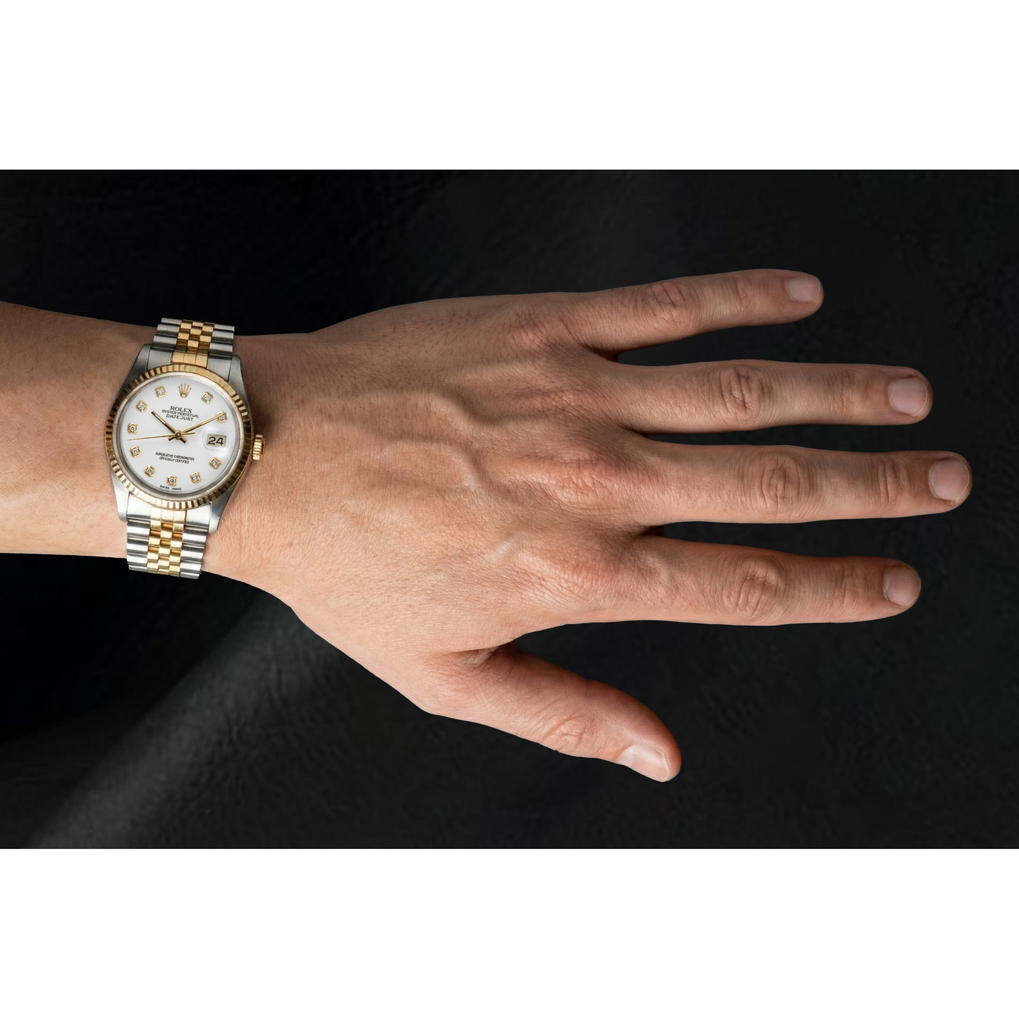 Rolex Datejust 36 mm White Diamond Dial Two Tone Watch