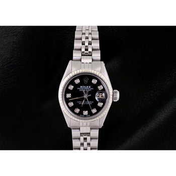 Rolex Datejust Diamond Dial Fluted Bezel Ladies Watch-Ss Jubilee