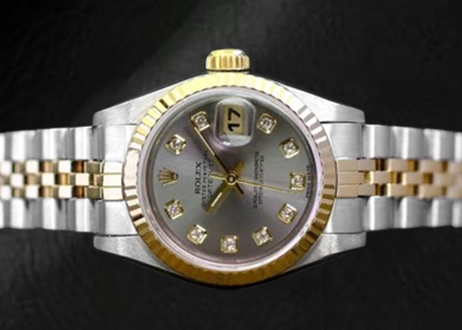 Rolex Datejust Gray Diamond Dial 26 mm Two Tone Ladies Watch