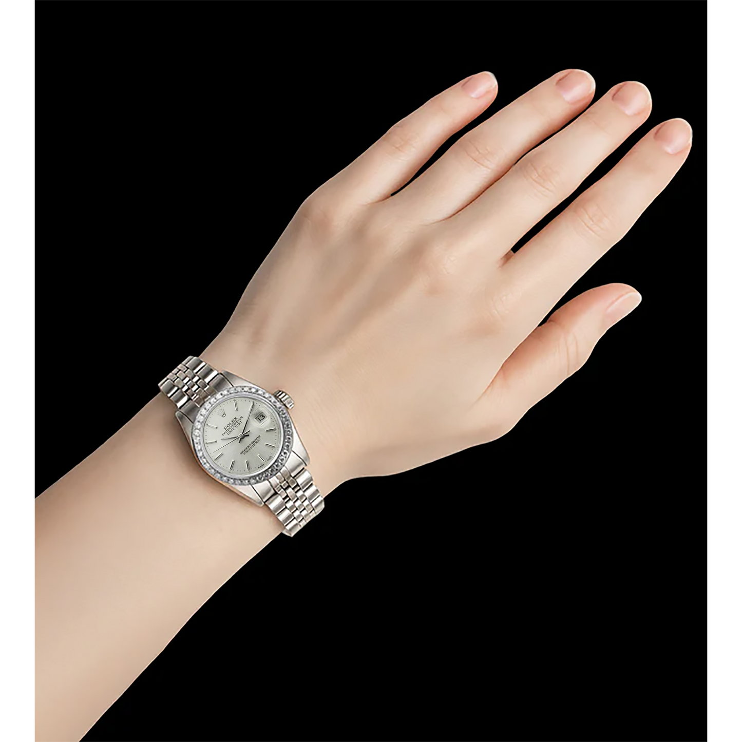 Rolex Datejust Lady Watch Stainless Steel Natural Earth Mined Diamond Bezel White