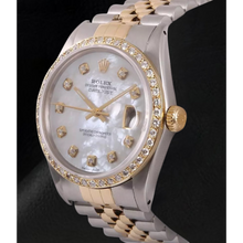 Rolex Datejust Men Watch Mother Of Pearl Diamond Dial Two Tone QUICK SET
