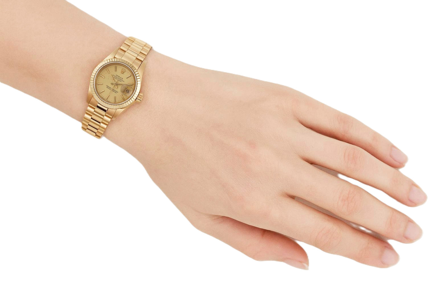 Rolex Datejust President style 26 mm Champagne Dial Yellow Gold Ladies Watch P4