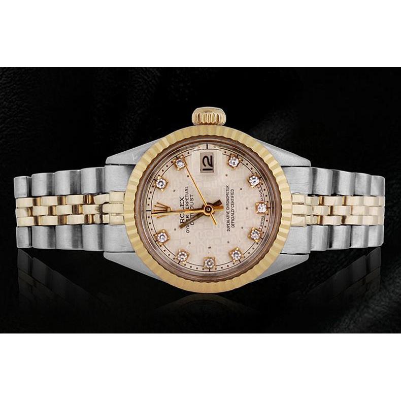 Two Tone Diamond Dial Jubilee Style Ivory