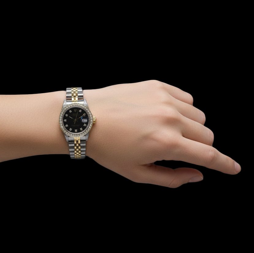 Rolex Datejust Women Watch Custom Natural Earth Mined Diamond Dial Two Tone P2