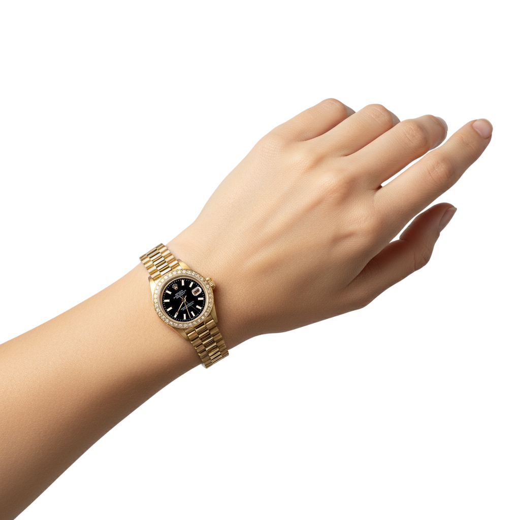 Rolex Dj Stick Dial Presidential Style Ladies Watch Natural Earth Mined Diamond Bezel P2
