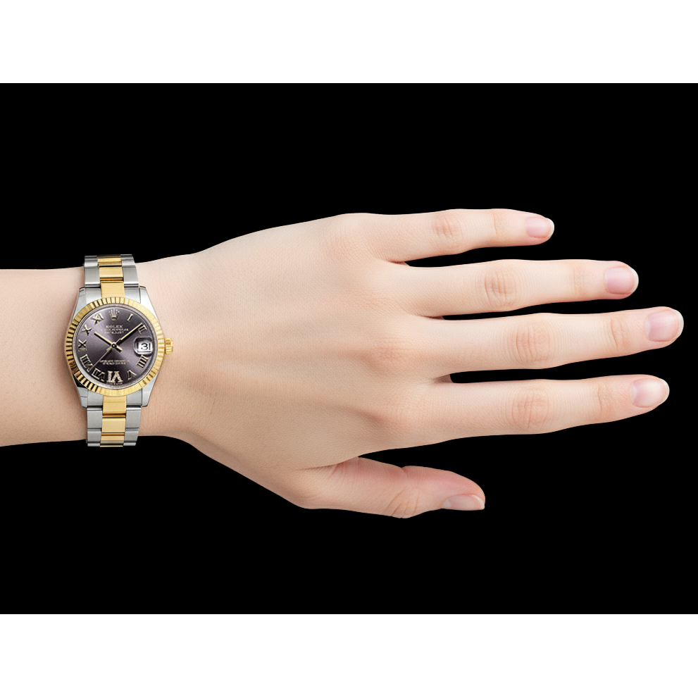 Rolex Lady-Datejust 31mm Grey Sunray Roman Dial Two Tone Watch