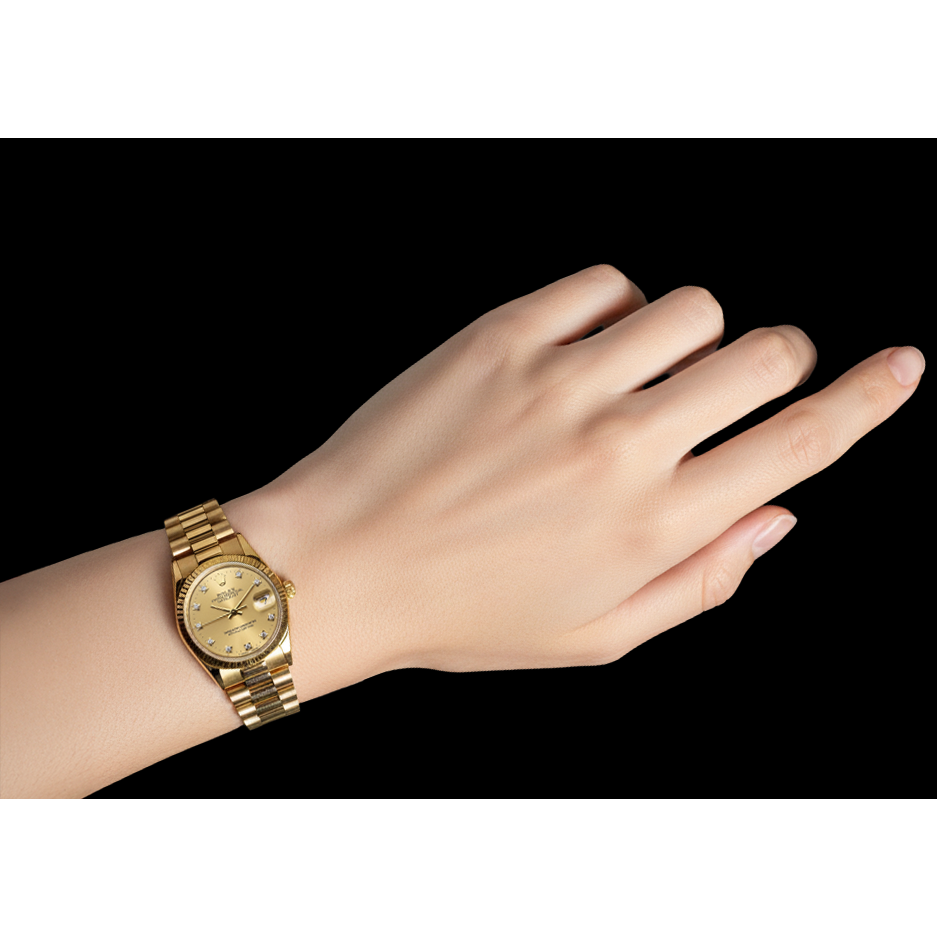 Rolex Lady-Datejust Champagne Diamond Dial Yellow Gold Watch