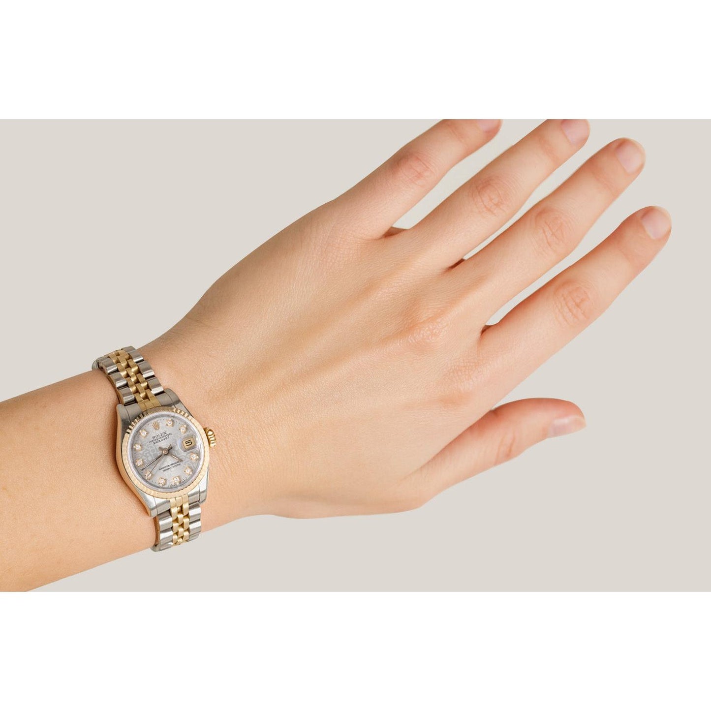 Rolex Lady Datejust 26 mm Silver Jubilee Diamond Dial Two Tone Watch