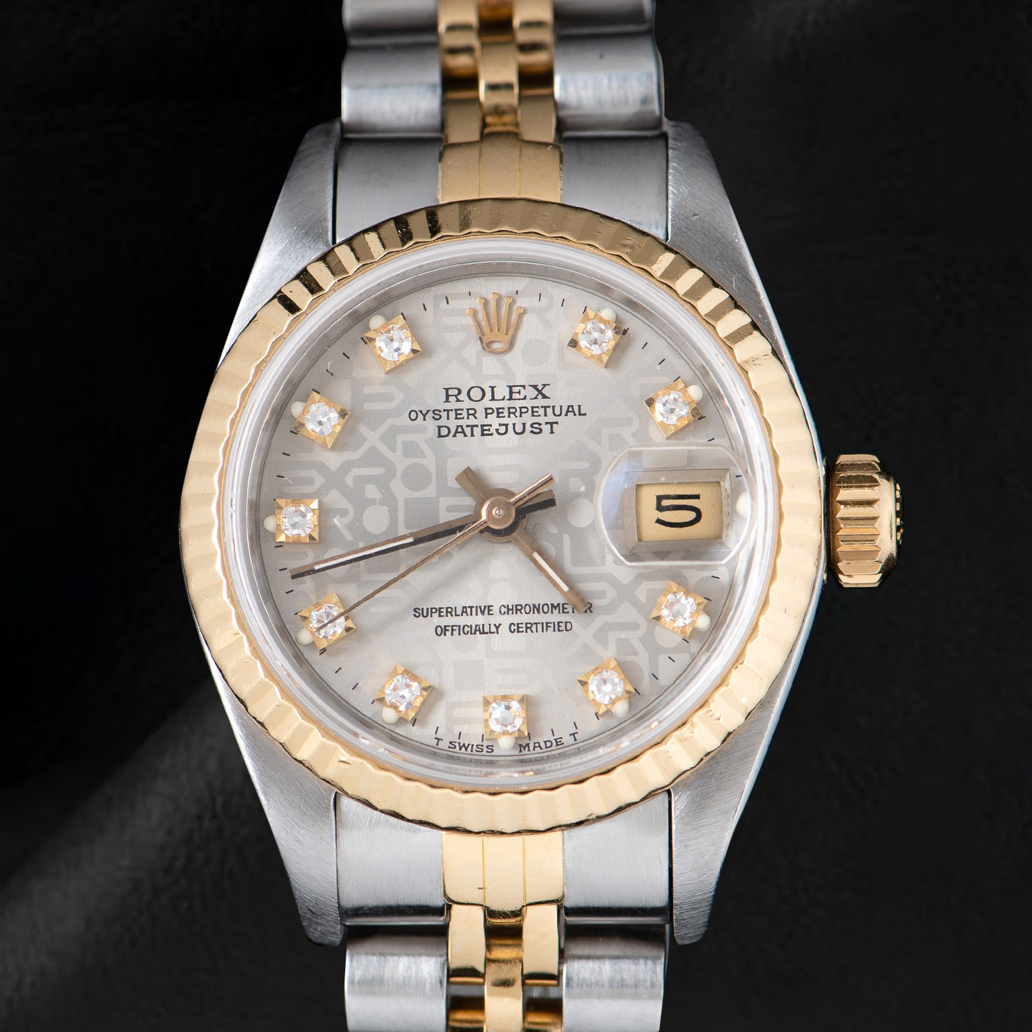 Rolex Lady Datejust 26 mm Silver Jubilee Diamond Dial Two Tone Watch