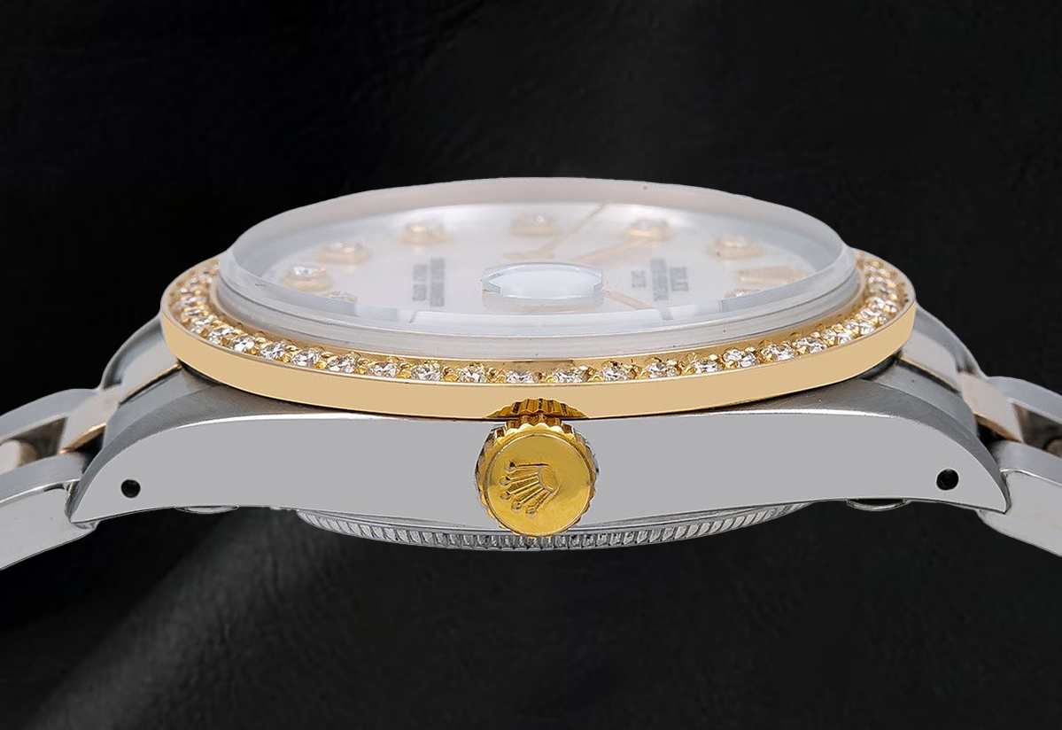 Rolex Lady Datejust White Mother of Pearl Diamond Dial 31 mm Two Tone Oyster Bracelet Watch