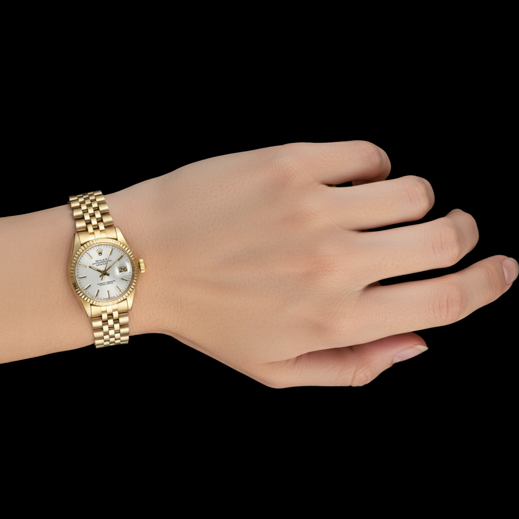 Rolex Lady Datejust White Stick Dial President Yellow Gold Watch P2