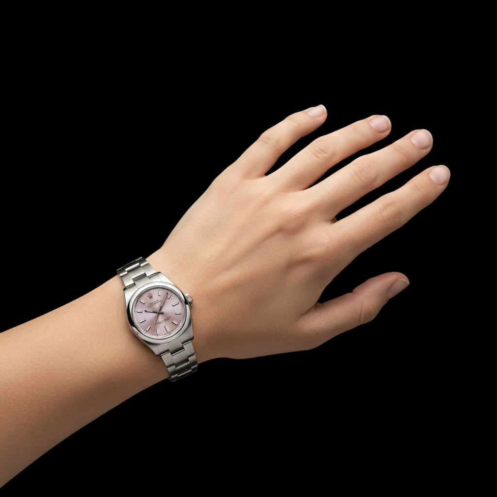 Rolex Oyster Perpetual 31 mm Pink Luminous Dial Stainless Steel Women's Watch