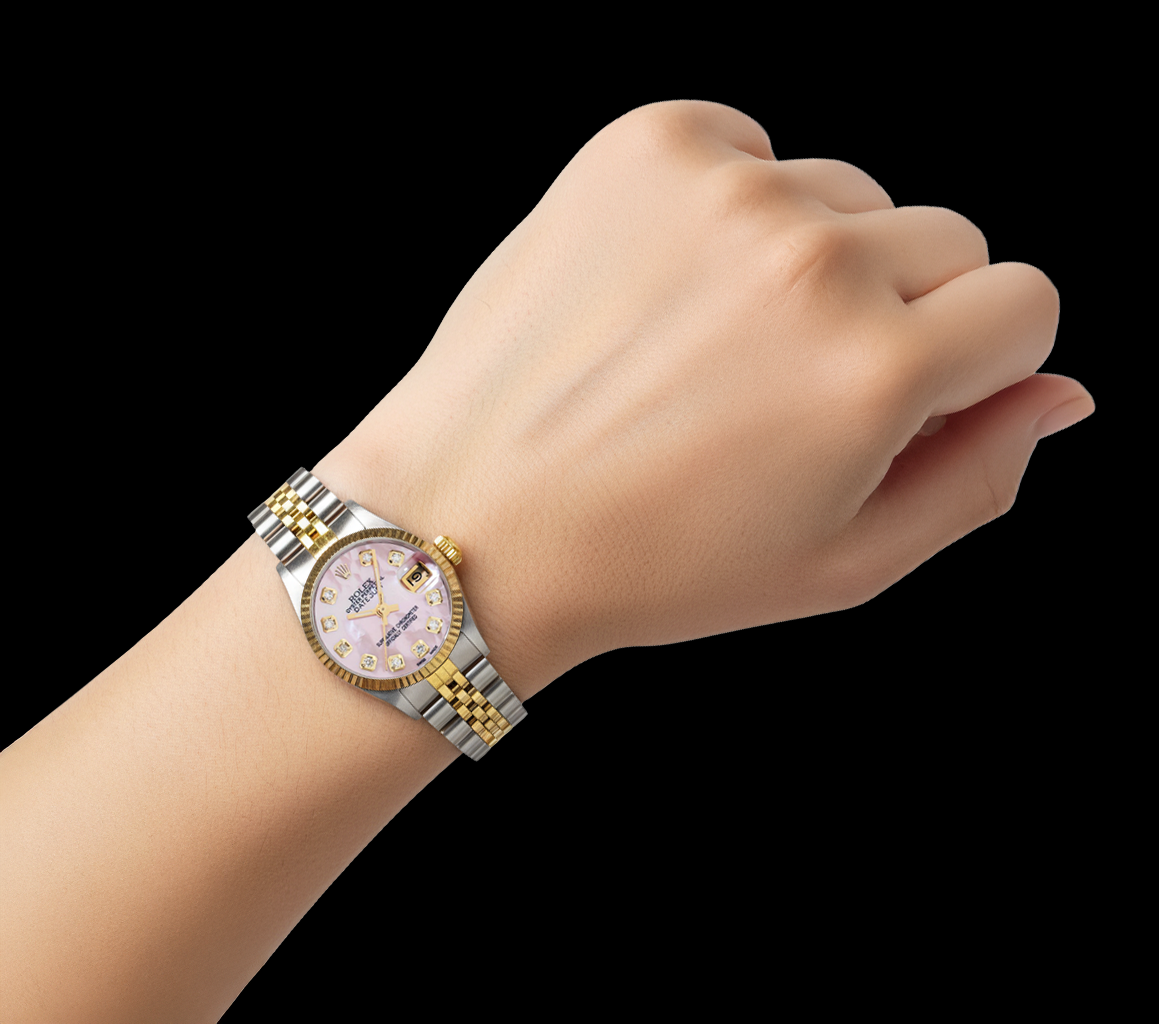 Rolex Pink Natural Earth Mined Diamond Dial 1994 Two Tone 26 mm P4