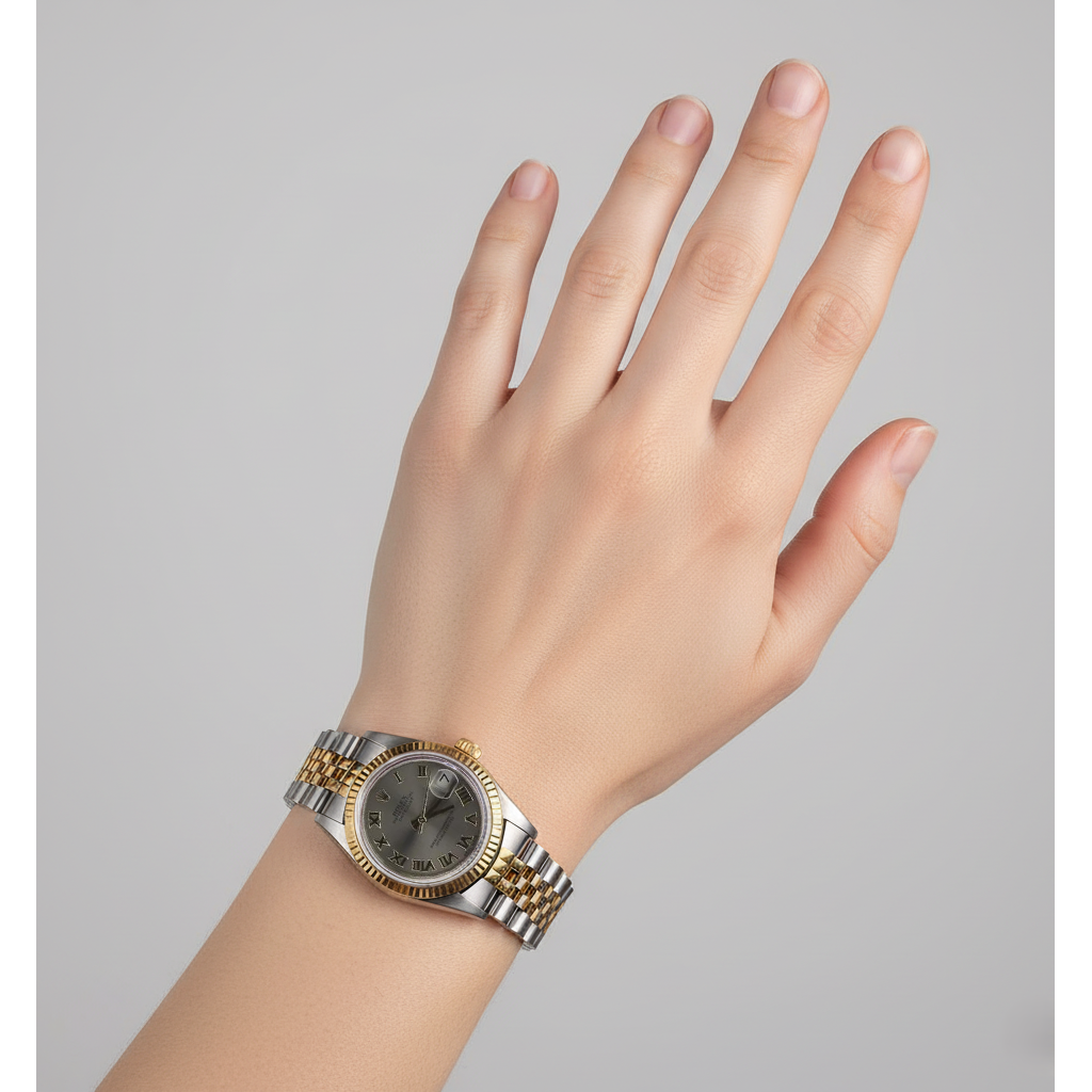 Rolex Roman Dial Jubilee Bracelet Datejust Midsize Watch Ss & Gold P5