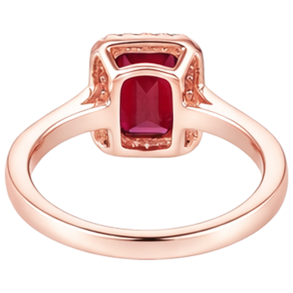 Rose Gold 14K Emerald Cut Red Ruby And Natural Earth Mined Diamond Wedding Ring 5 Ct