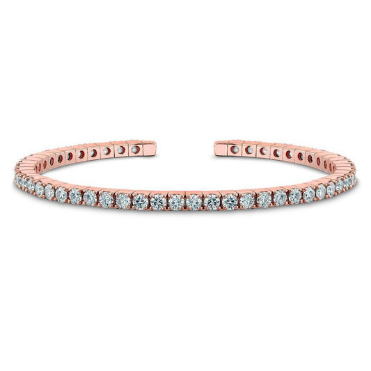 Rose Gold 14K Round Cut 7.80 Carats Genuine Diamonds Tennis Bracelet