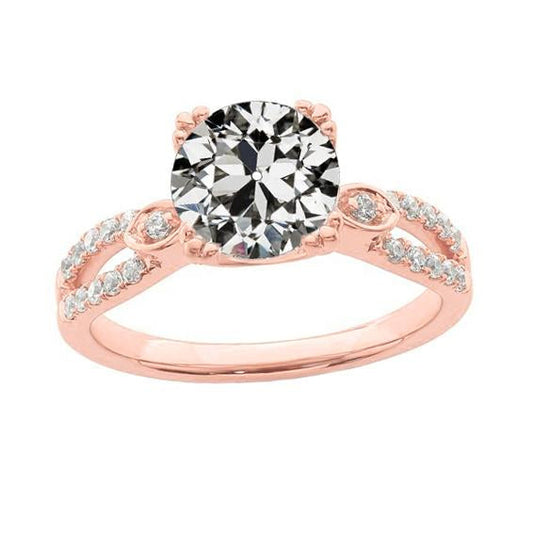 natural round diamond 3.50ct ring front view