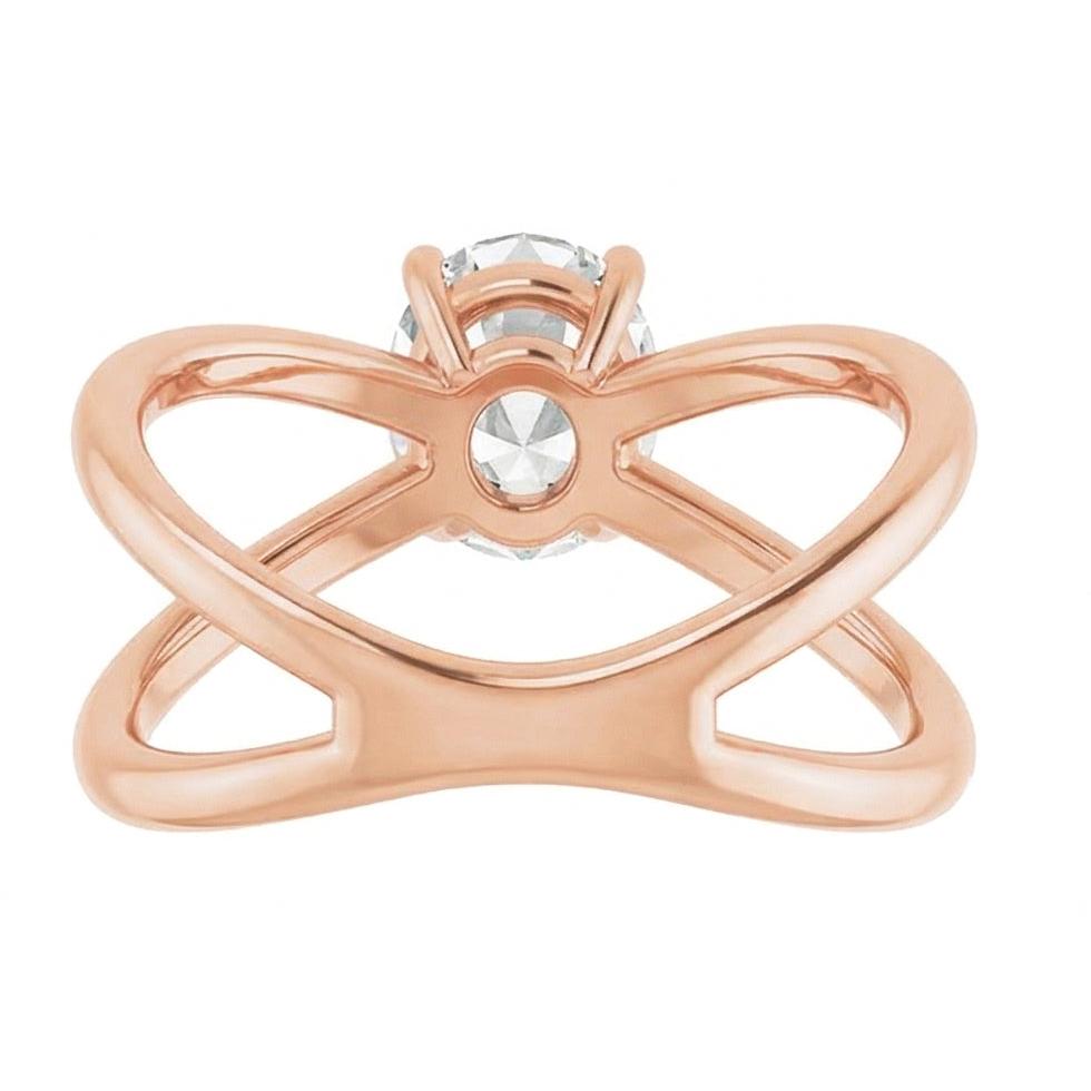 Antique Cushion Brilliant Diamond ring in 14 Karat Rose Gold – top view