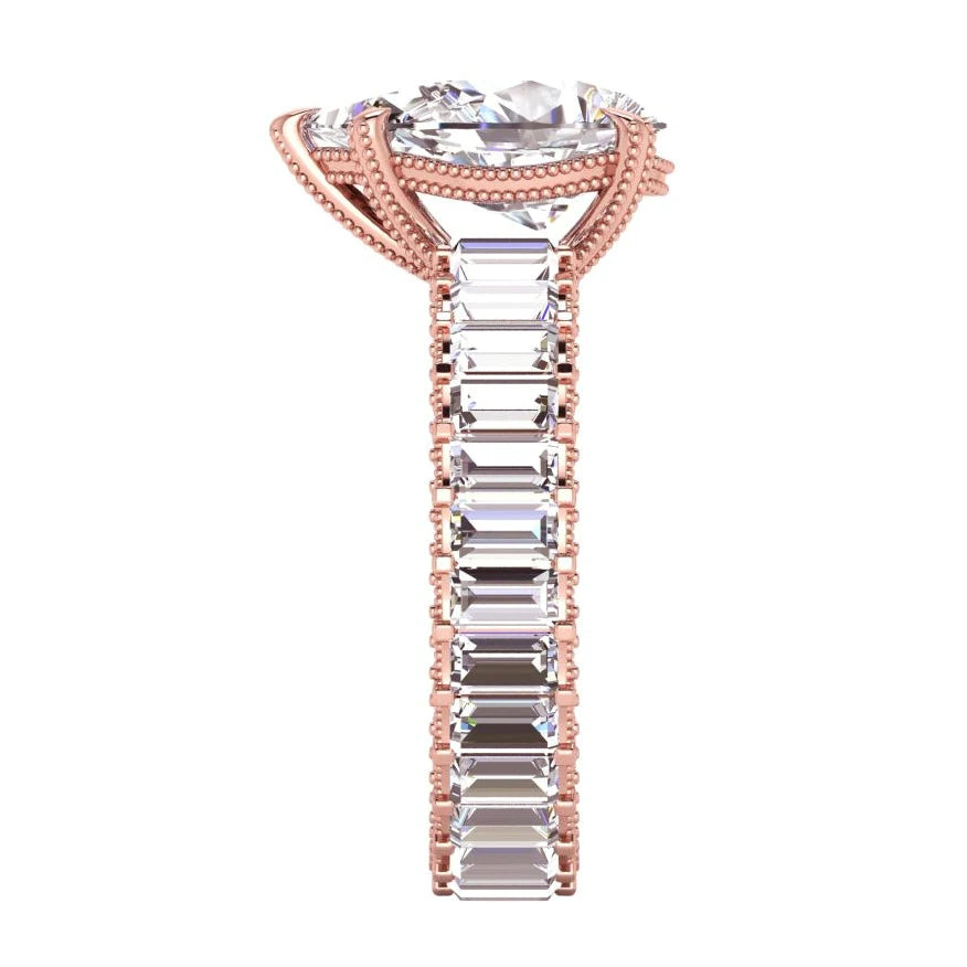 Rose Gold Real Pear Diamond Engagement Ring 5.85 Carats