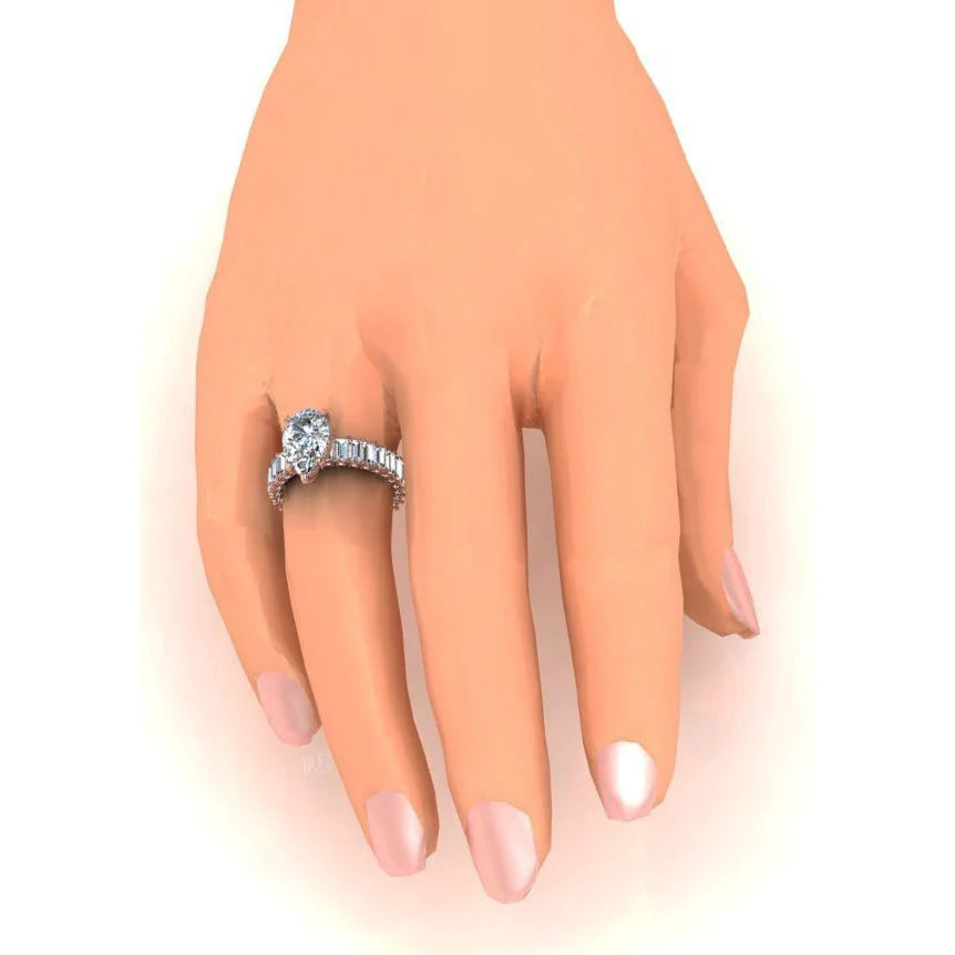 Rose Gold Real Pear Diamond Engagement Ring 5.85 Carats
