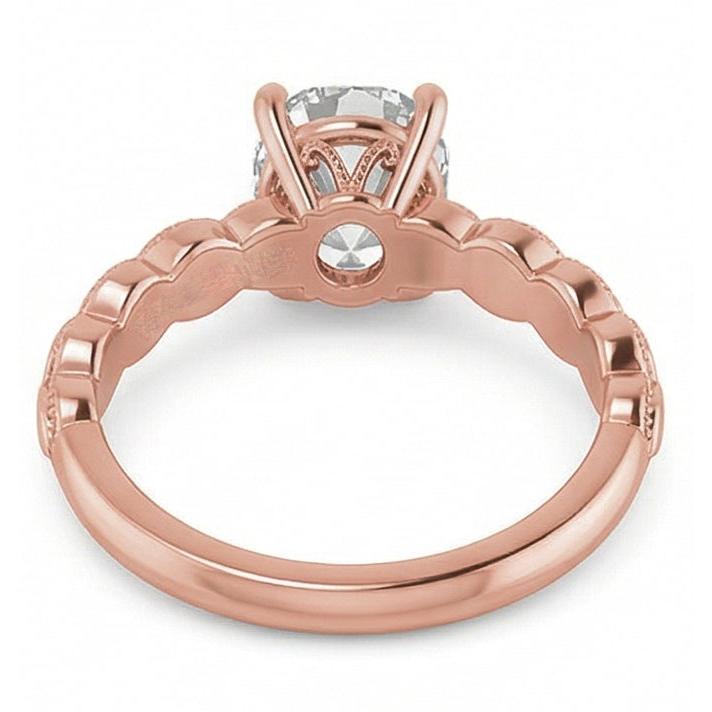 Rose Gold Solitaire Ring Oval Old Mine Cut Real Natural Earth Mined DIAMOND ( NOT LAB GROWN ) 3.25 Carats