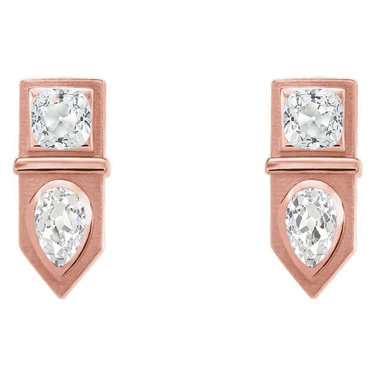 Real Fine Diamond Stud Earrings 1 ct 14 Karat Rose Gold – main view