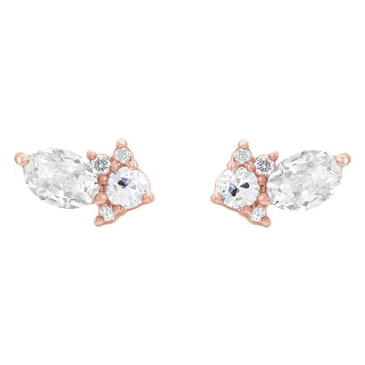 Antique Cushion Brilliant Diamond ring in 14 Karat Rose Gold – main view