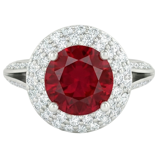 natural round ruby 3.60ct ring side angle