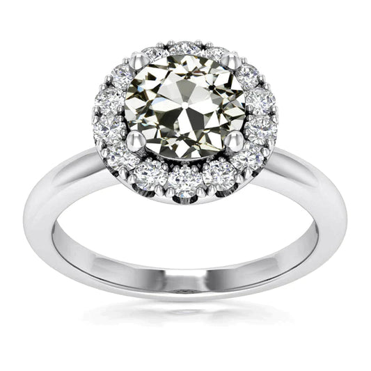 Round 4 Carat Halo Natural Earth Mined Diamond Ring