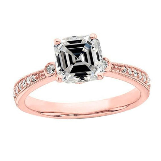 natural round diamond 5ct ring front view