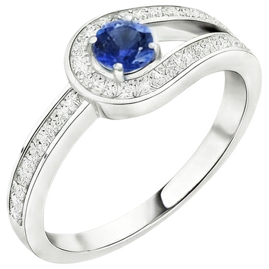natural round sapphire 1.50ct ring close up detail