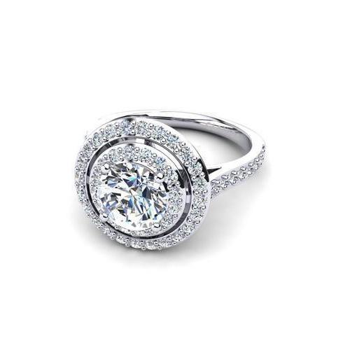 Round Brilliant Cut 2.06 Carats Sparkling Real Diamonds Ring White Gold