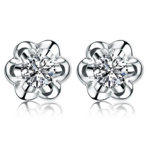 Round Brilliant Cut 2.50 Ct Genuine Diamonds Women Stud Earrings White Gold