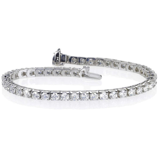 Round Brilliant Cut Genuine Diamond 8.10 Carats Tennis Bracelet 14K White Gold