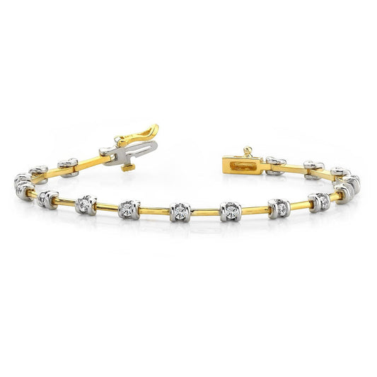 Round Brilliant Cut Real Diamond Tennis Bracelet Two Tone Gold 2.55 Carats