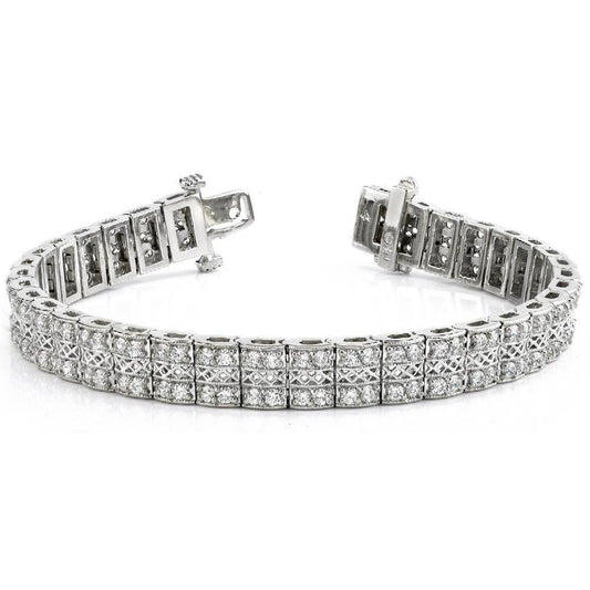 Round Brilliant Cut Real Diamond Tennis Bracelet White Gold 7.20 Carats